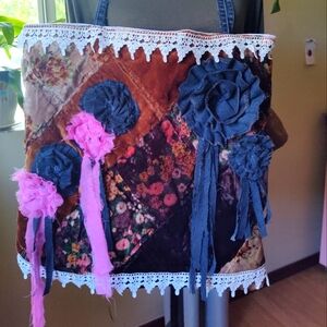 One of a kind handmade boho, shabby chic, vintage style, patchwork shoulder bag.